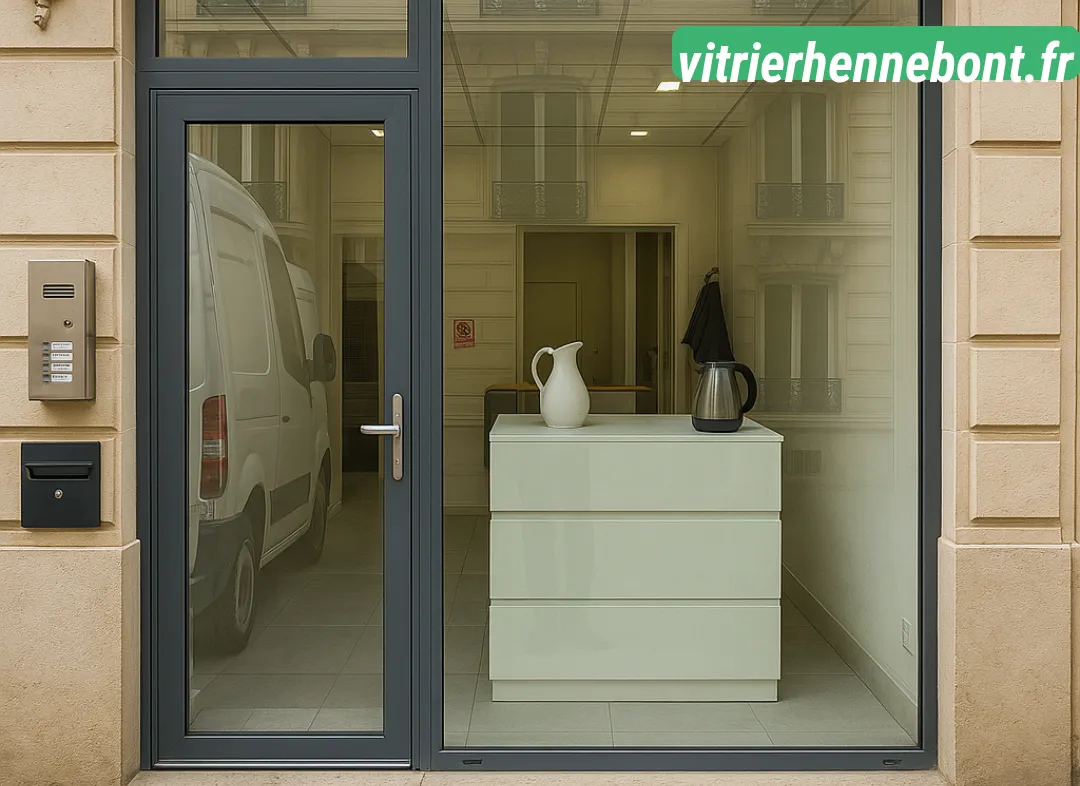 Façade vitrine de magasin en aluminium sur mesure à Hennebont